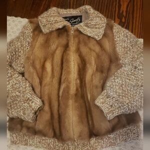 Rare Mano Swartz Real Fur Coat Knitted Wool